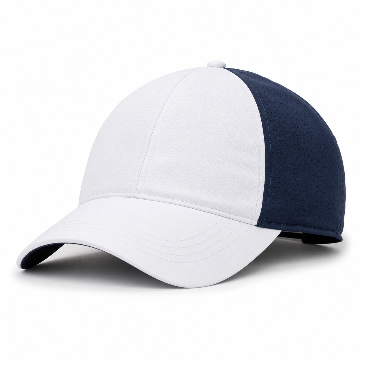 White Navy Tennis Performance Hat customization preview