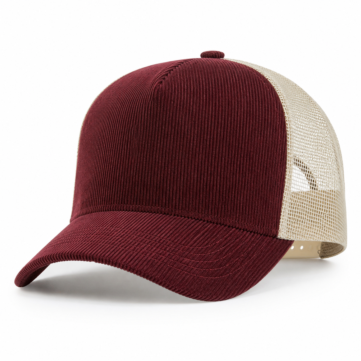 Burgundy Corduroy Trucker Hat customization preview