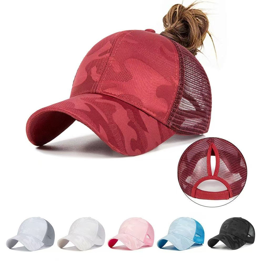 Ponytail Mesh Back Trucker Hat for Women
