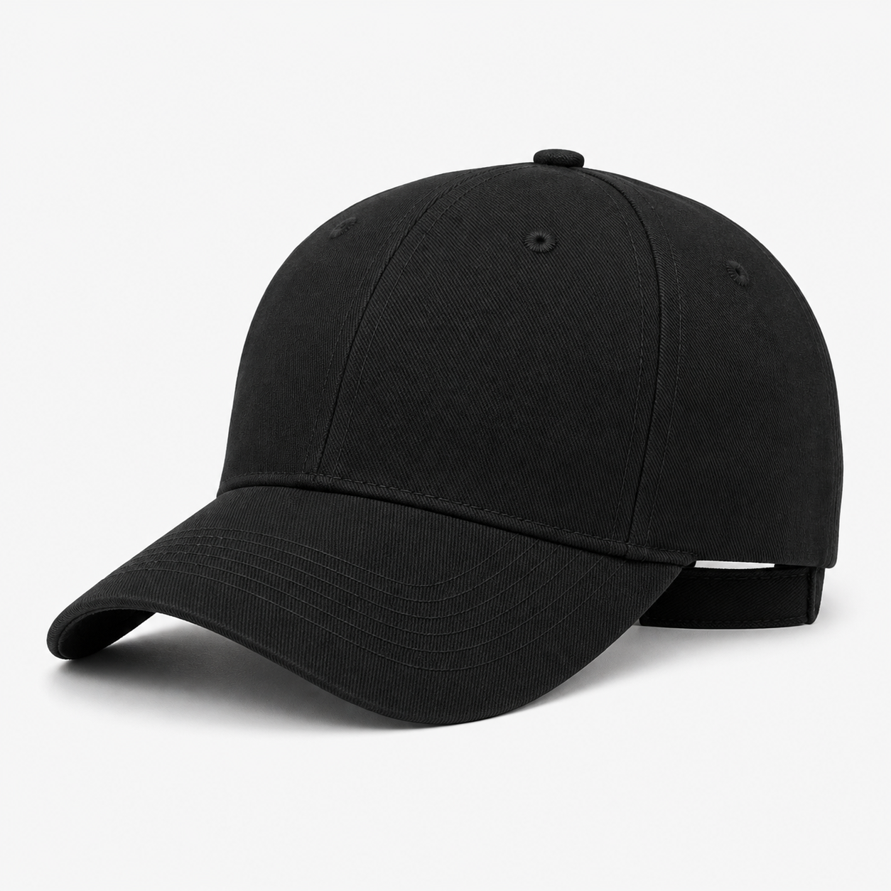 Custom Black Structured Baseball Cap front view