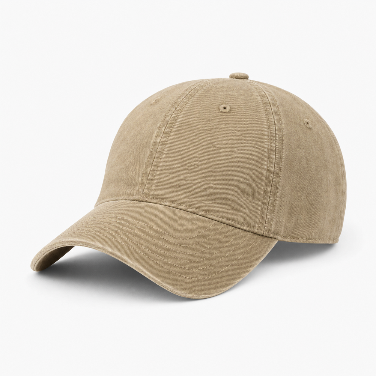 Custom Khaki Washed Baseball Cap front view