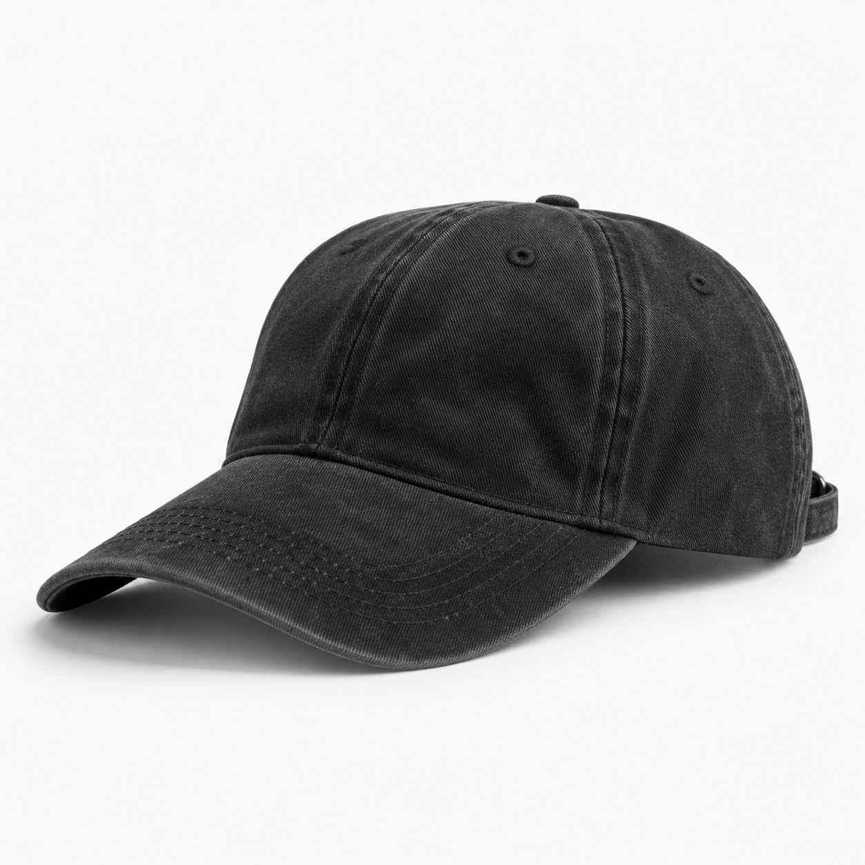 Custom Washed Black Dad Hat front view