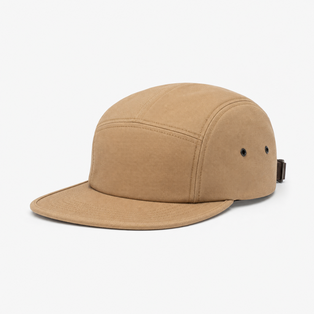 Custom Tan Canvas 5-Panel Hat front view