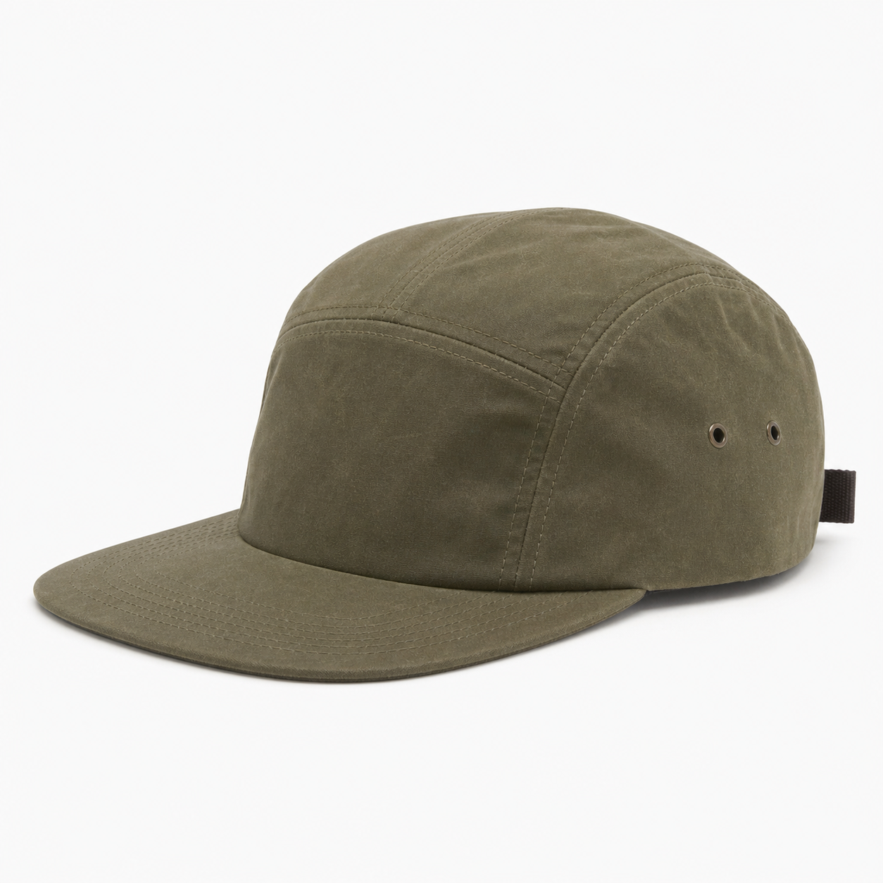 Custom Olive Waxed 5-Panel Hat front view