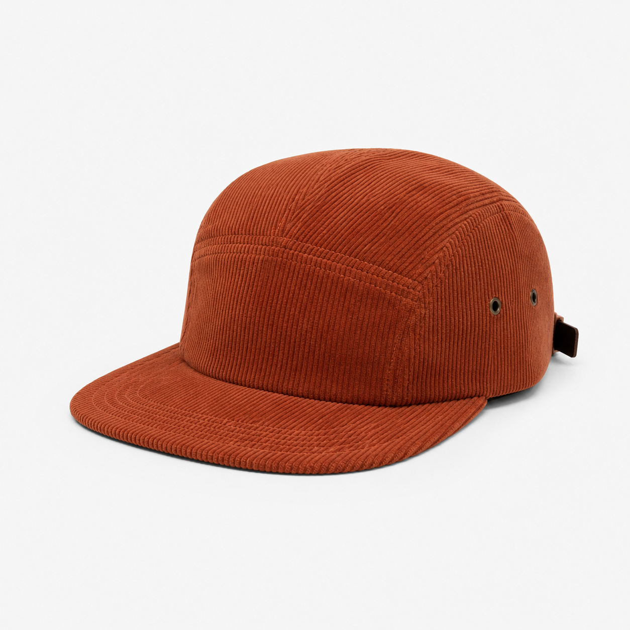 Custom Rust Corduroy 5-Panel Hat front view