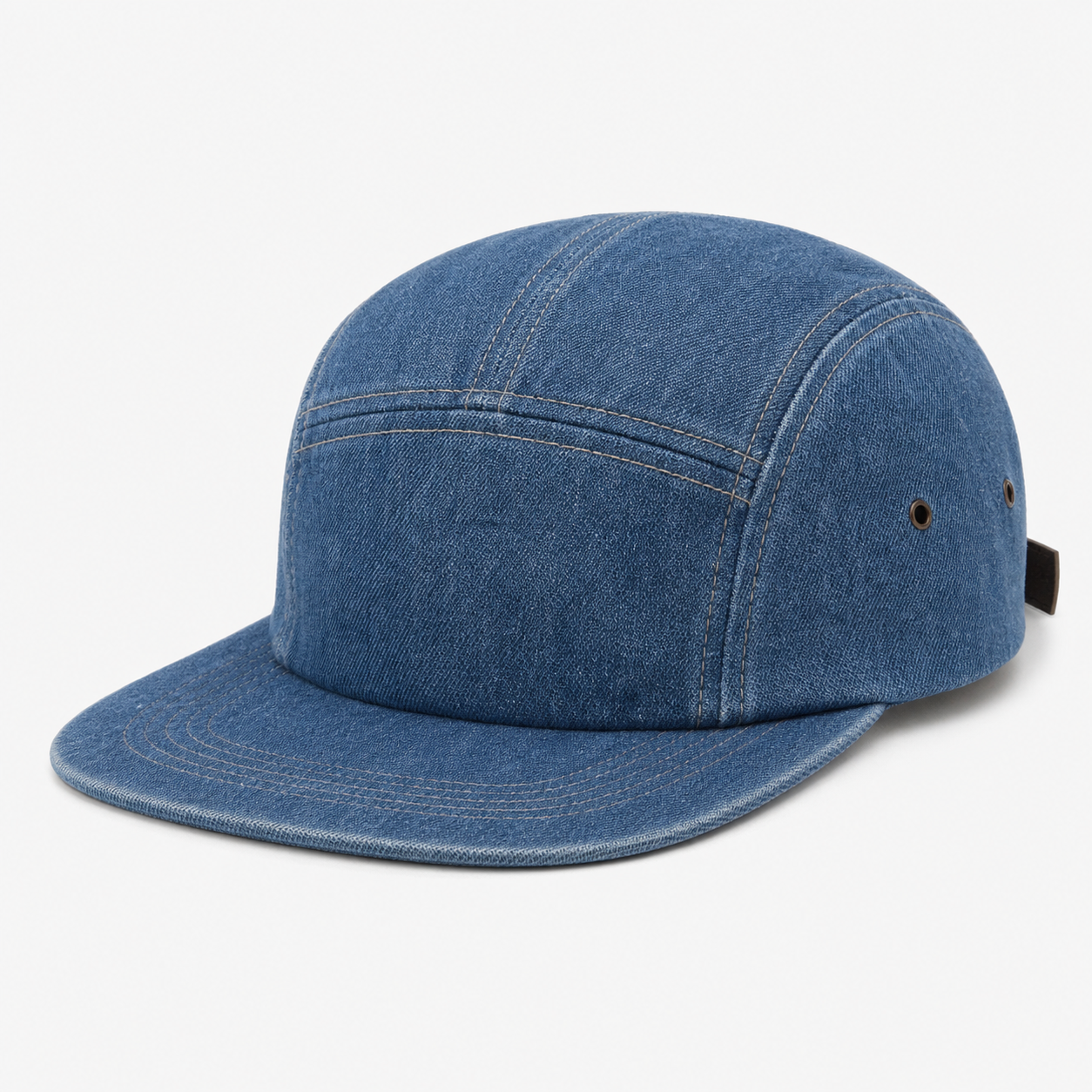 Custom Blue Denim 5-Panel Hat front view