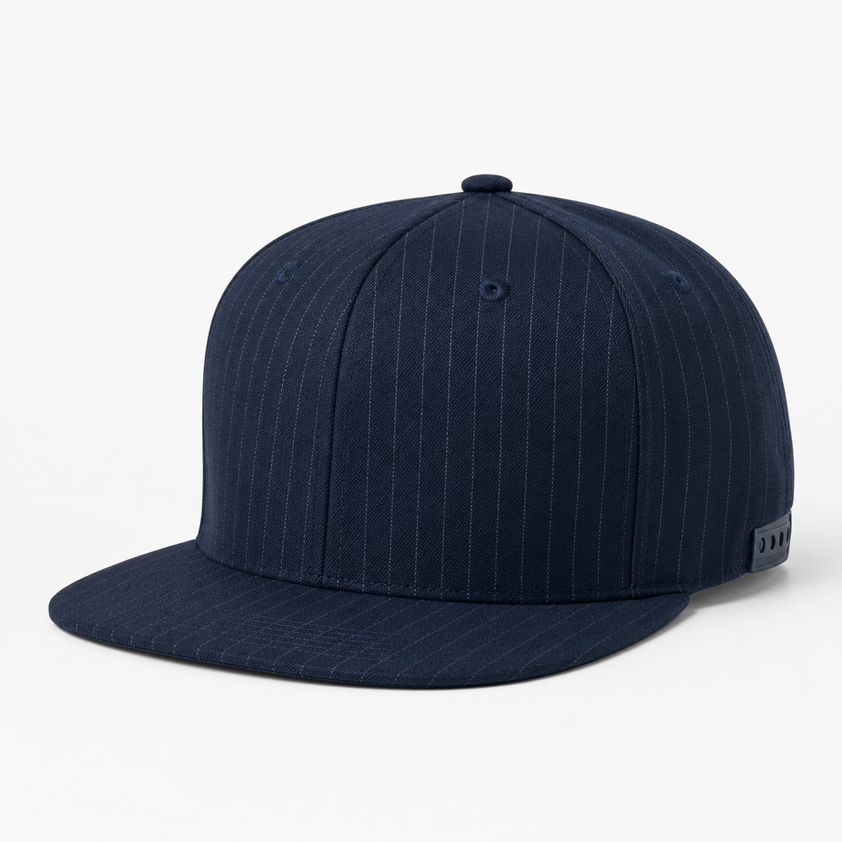 Custom Navy Pinstripe Snapback Hat front view