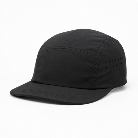 Custom Black Fivepanel Performance Hat front view